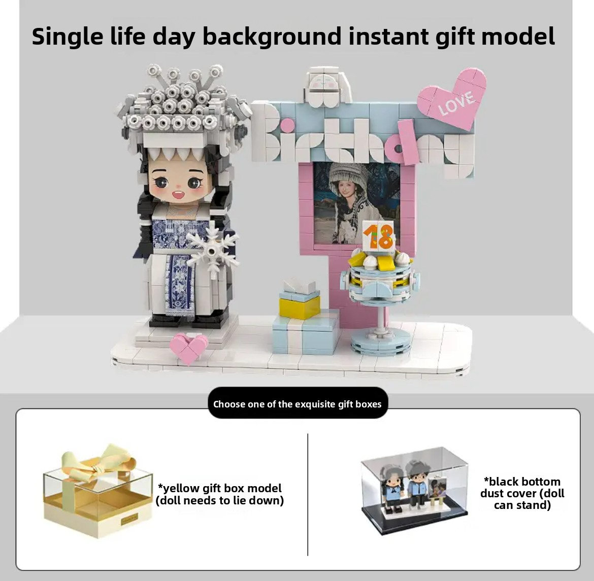 Create lasting memories with this custom Lego birthday portrait featuring cake and gifts. Ultimate personalized birthday gift.