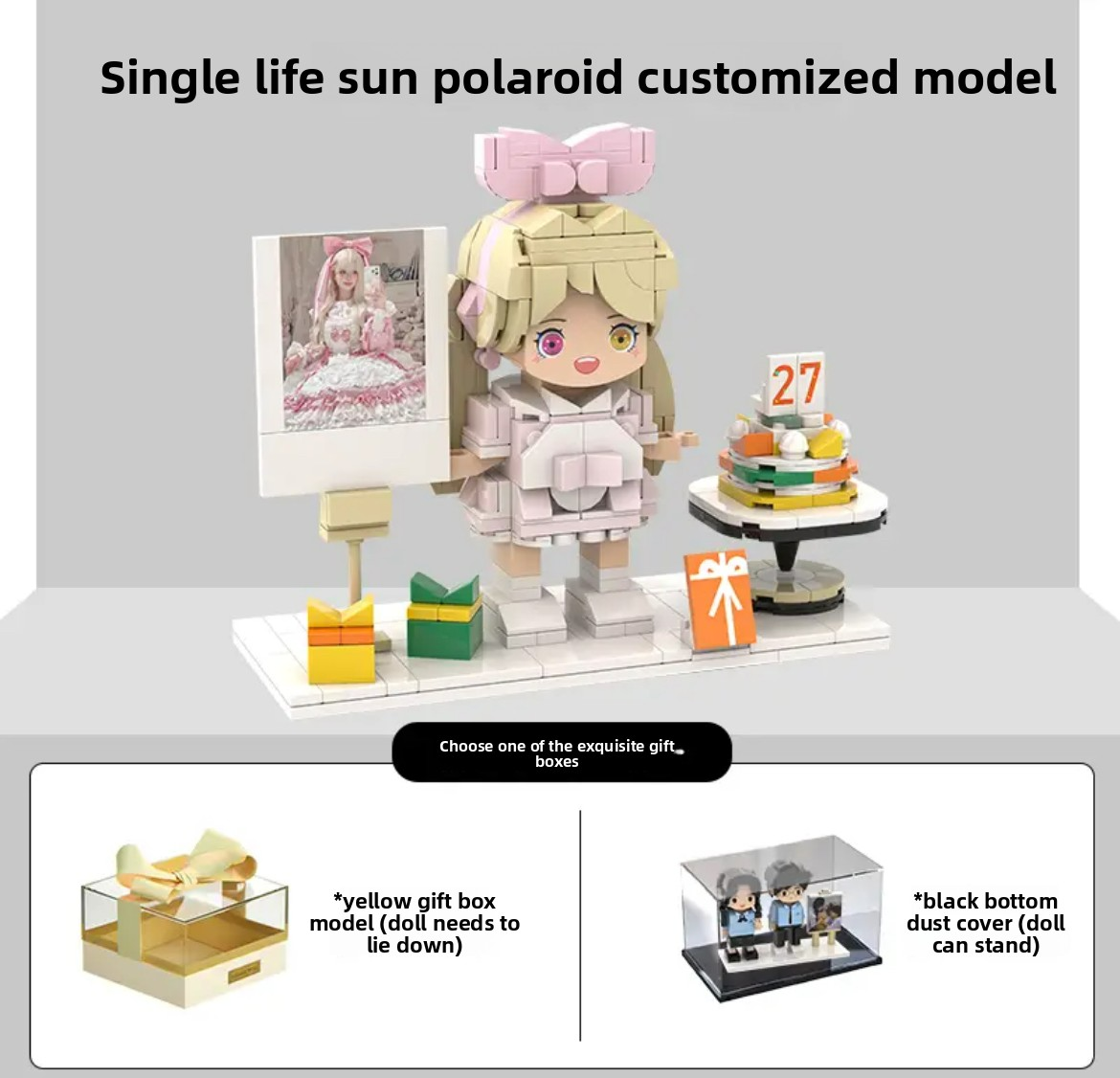 Personalized Lego-style birthday minifigure with custom cake accessories. Handmade gift for special occasions.