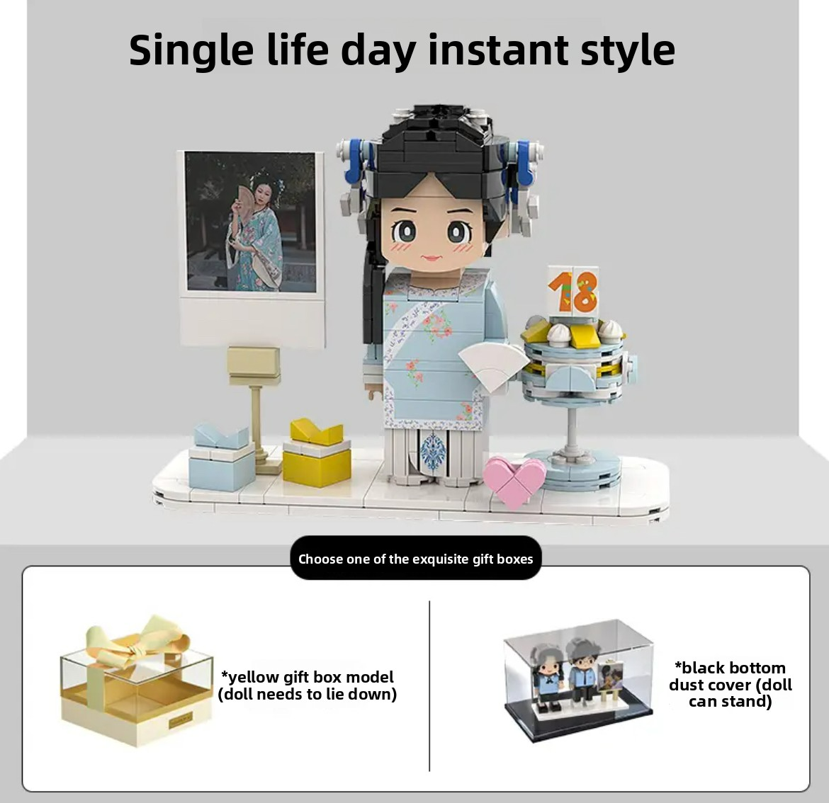 Personalized Lego birthday gift set featuring custom minifigure with cake. Ideal birthday surprise for men, women and kids.